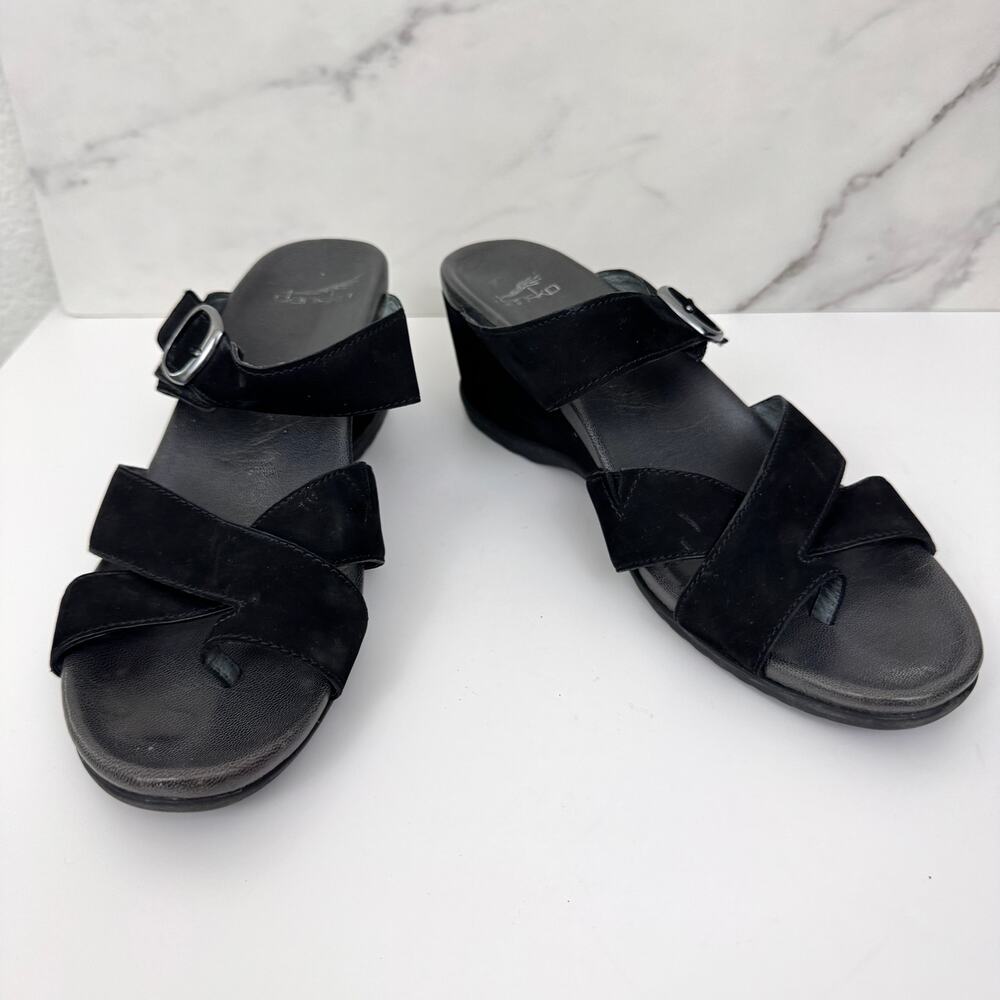 Dansko Womens Aubree Nubuck Sandal Sz 42 / 11.5-12 Leather Comfort Minimal Black